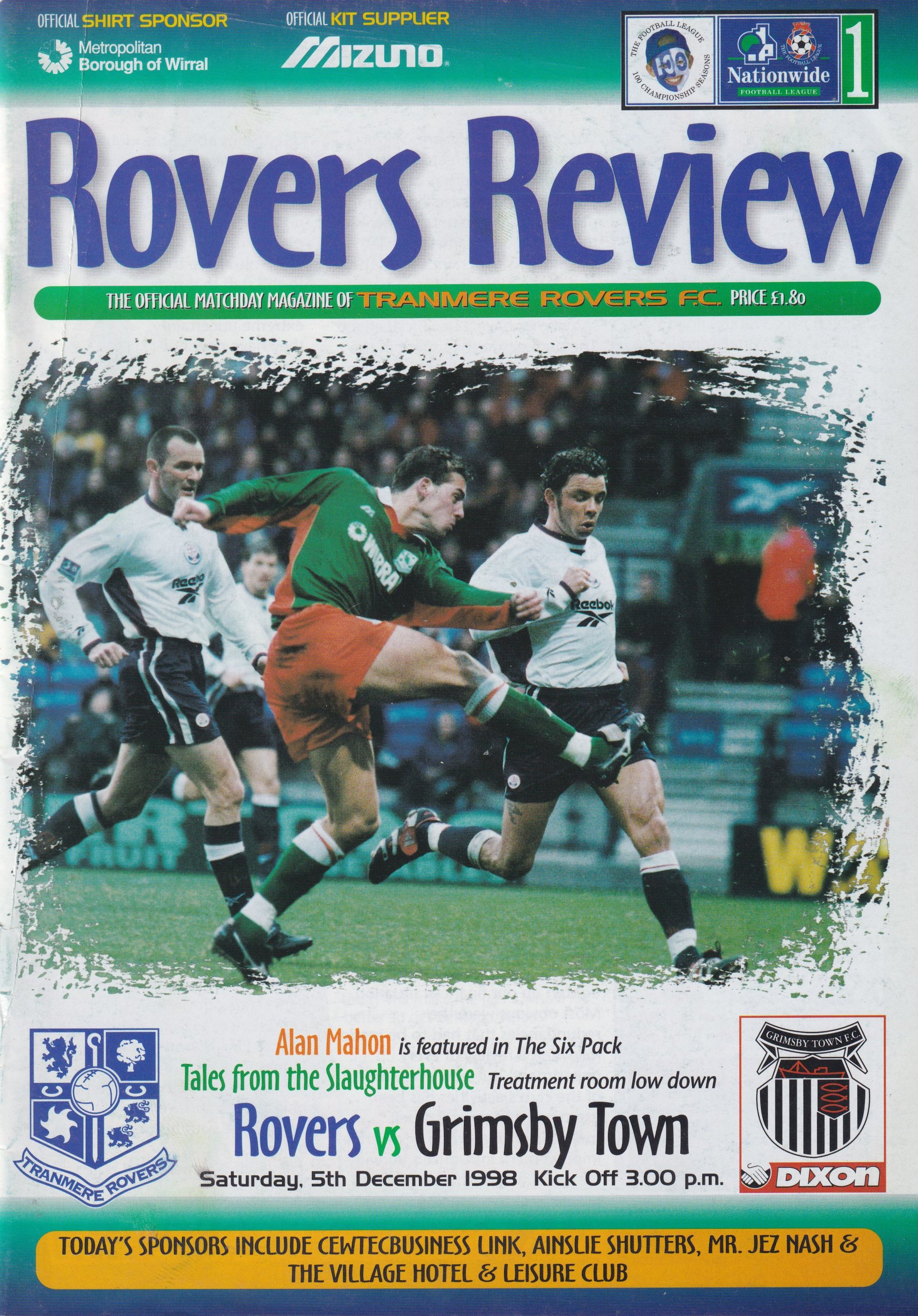 Tranmere Rovers v Grimsby Town match programme